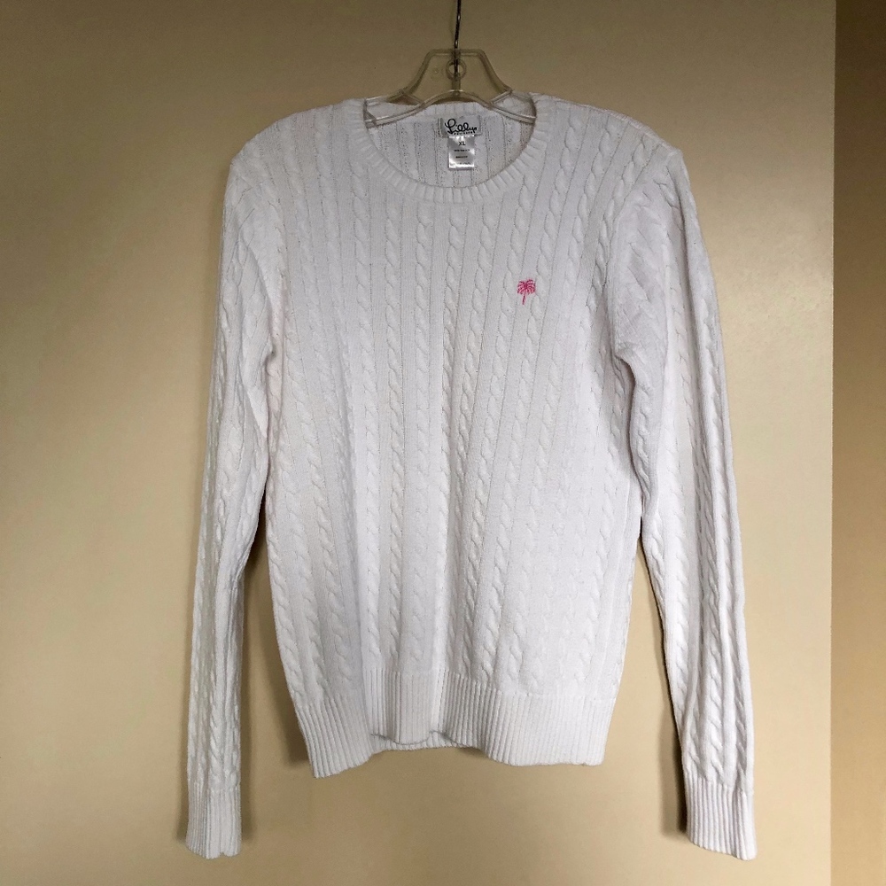 Lilly Pulitzer White Cable Knit Sweater Cotton